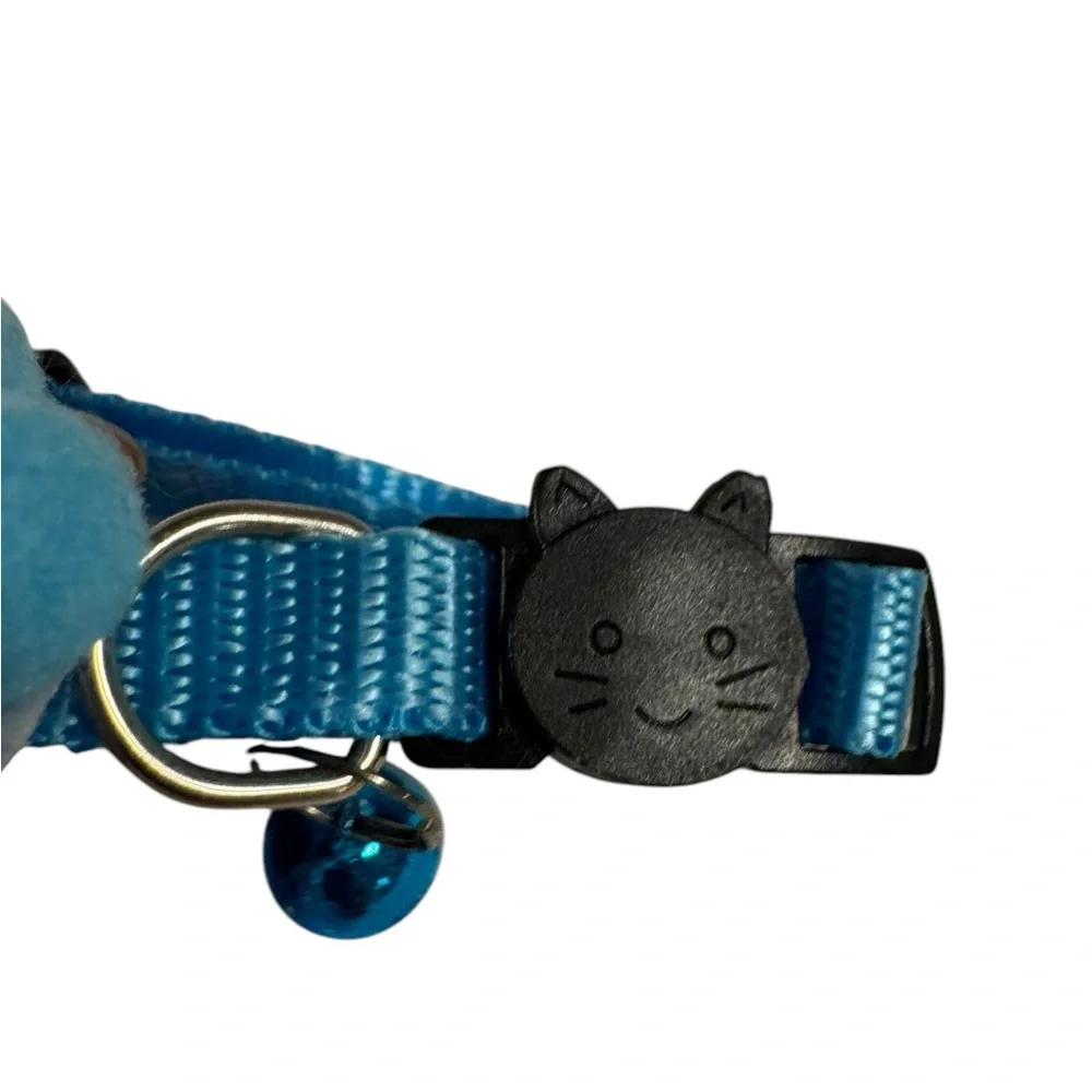 kitty cat blue & pink flower pet jingle bell 13” collar NWOT